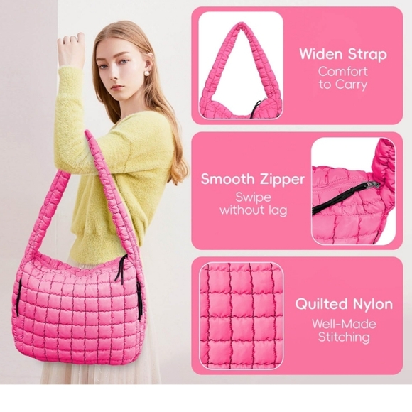 The Spring Shop Handbags - New Pink Quilted Shoulder Bag